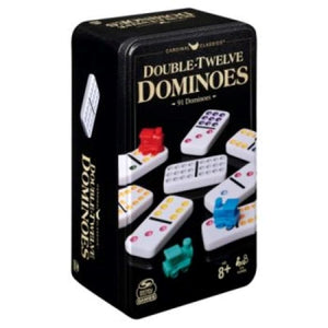 Spinmaster Classic Games Double-Twelve Dominoes in Tin (Mexican Train)