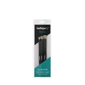Vallejo Hobby Brush - Vallejo - Dry Brush Set - Natural Hair (S, M & L)