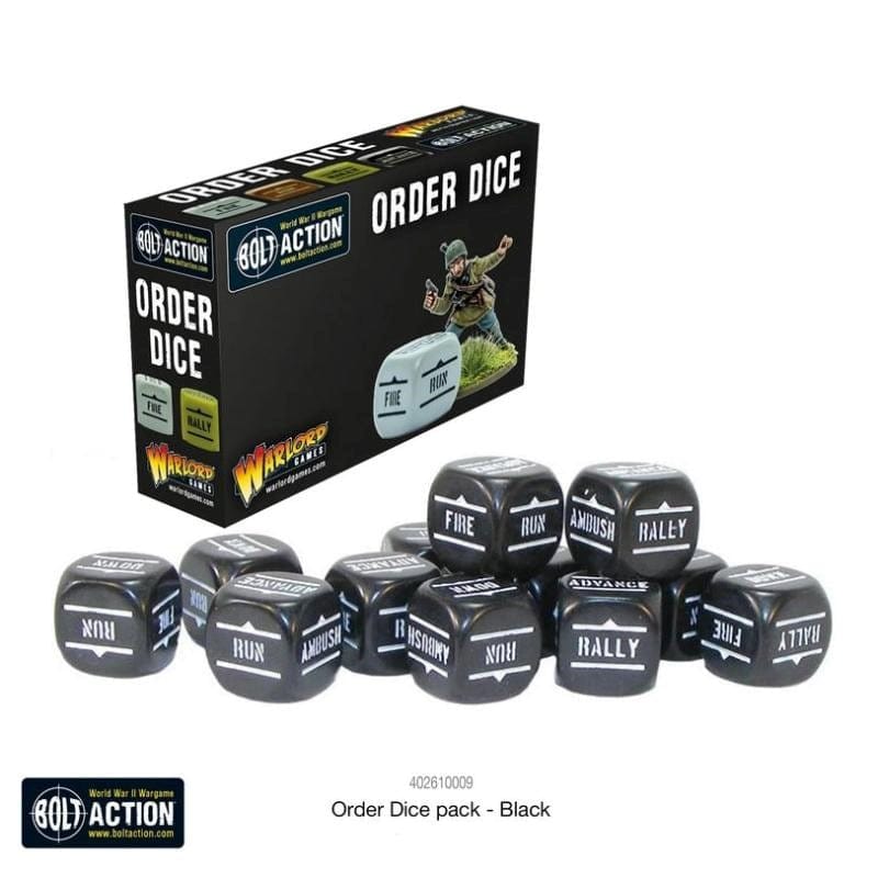 Warlord Games Miniatures Bolt Action - Order Dice - Black (12)