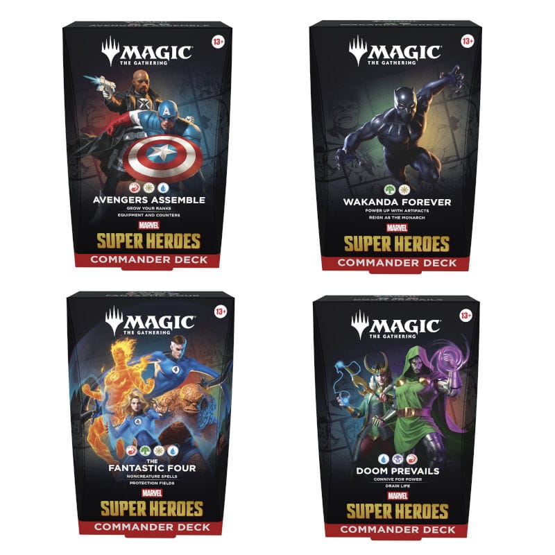 Wizards of the Coast Trading Card Games Magic: The Gathering - Marvel Super Heroes - Commander Deck Display (4 Decks)