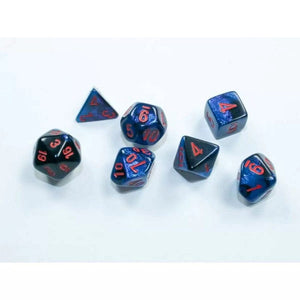 Chessex Dice Dice - Chessex 7 Polyhedrals - Gemini Mini-hedral Black-Starlight/red