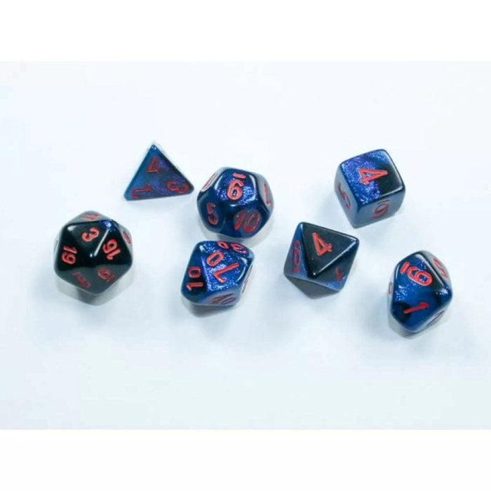 Dice - Chessex 7 Polyhedrals - Gemini Mini-hedral Black-Starlight/red