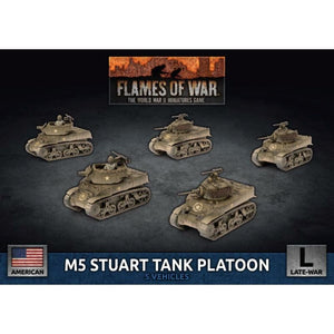 Battlefront Miniatures Miniatures Flames of War - Americans - M5 Stuart Light Tank Platoon (x5 Plastic)