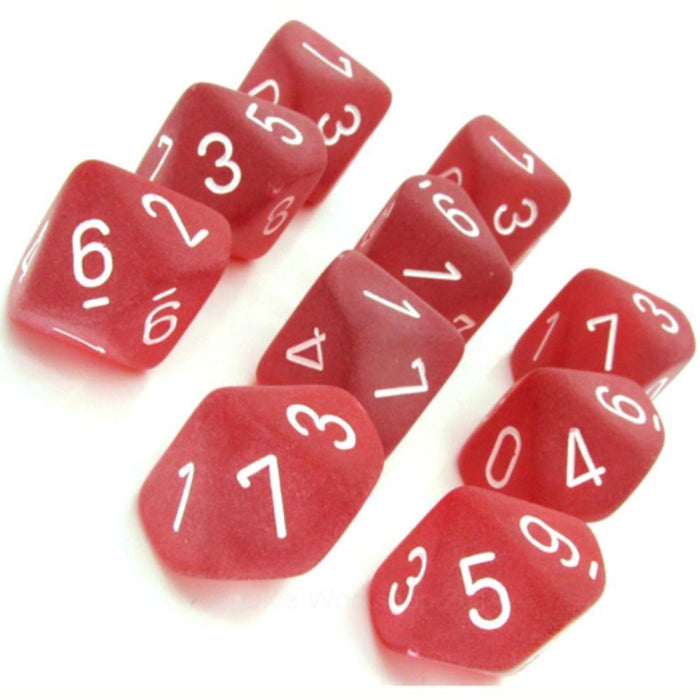 Chessex Dice - 10D10 - Frosted Red/White