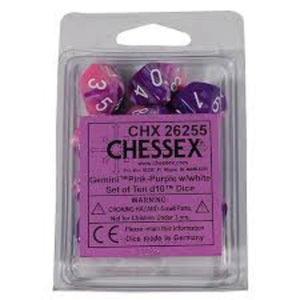 Chessex Dice Chessex Dice - 10D10 - Gemini Pink-Purple with White