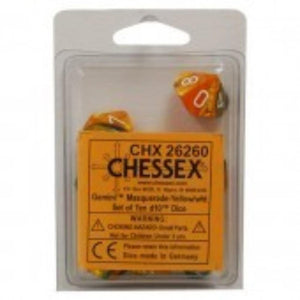 Chessex Dice Chessex Dice - 10D10 - Gemini Polyhedral Masquerade-Yellow/White