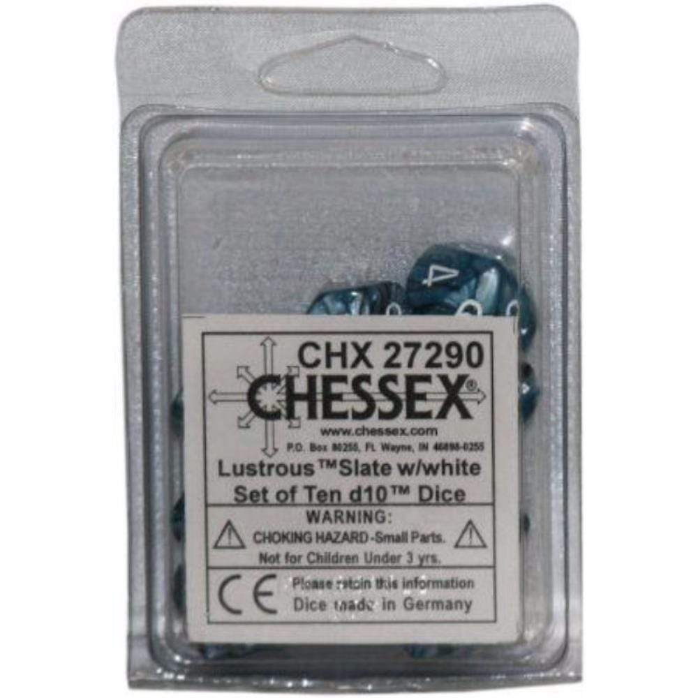 Chessex Dice Chessex Dice - 10D10 - Lustrous Polyhedral Slate/White