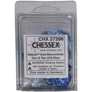 Chessex Dice Chessex Dice - 10D10 - Nebula Dark Blue/White