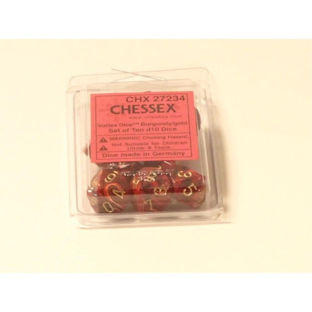 Chessex Dice Chessex Dice - 10D10 - Vortex Burgundy/Gold