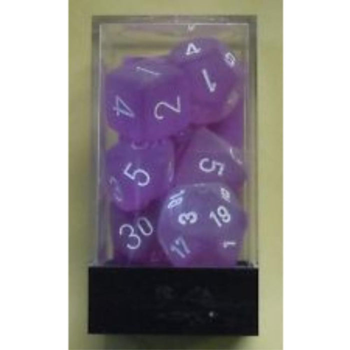 Chessex Polyhedral Dice - 7D Frosted Purple/White
