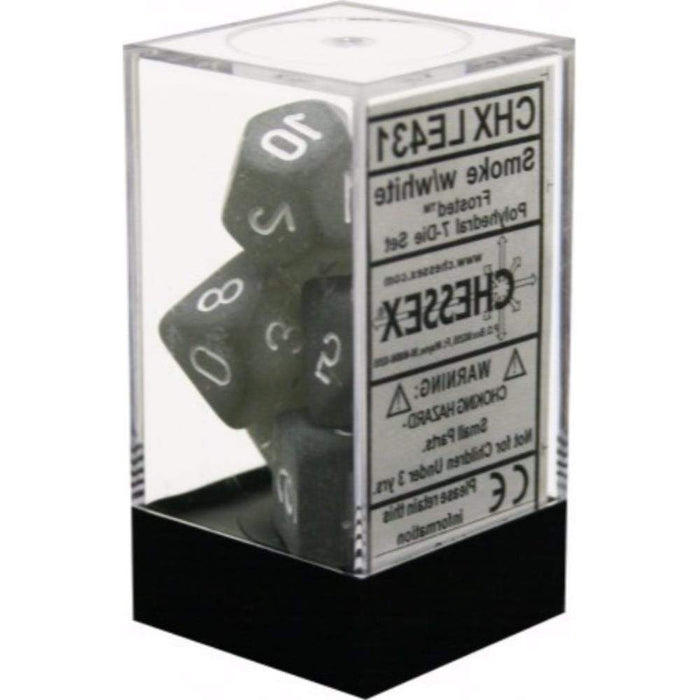 Chessex Polyhedral Dice - 7D Frosted Smoke/White