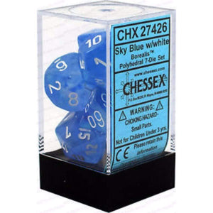 Chessex Dice Chessex Polyhedral Dice - 7D Set - Borealis Sky Blue/White