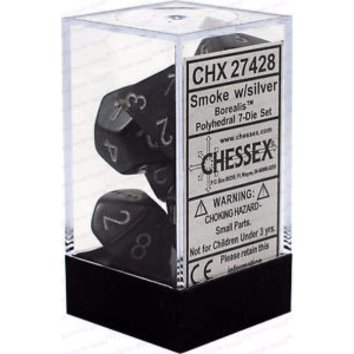 Chessex Polyhedral Dice - 7D Set - Borealis Smoke/Silver