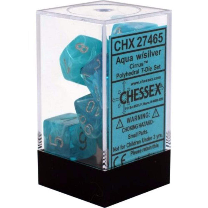 Chessex Polyhedral Dice - 7D Set - Cirrus Aqua/Silver