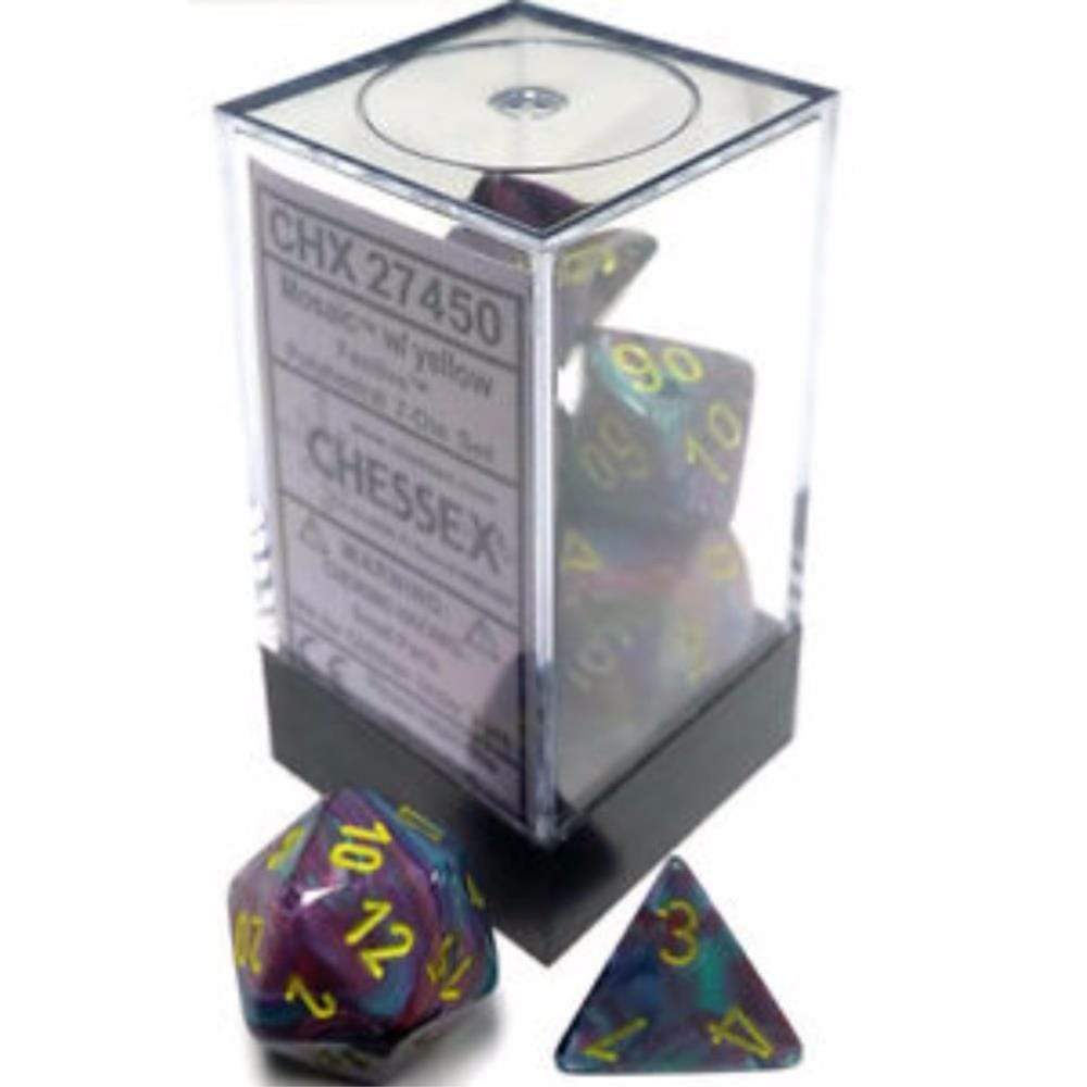 Chessex Dice Chessex Polyhedral Dice - 7D Set - Festive Mosaic/Yellow