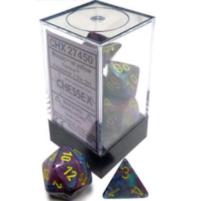 Chessex Polyhedral Dice - 7D Set - Festive Mosaic/Yellow
