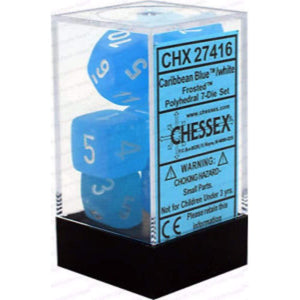 Chessex Dice Chessex Polyhedral Dice - 7D Set - Frosted Caribbean Blue/White