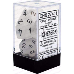 Chessex Dice Chessex Polyhedral Dice - 7D Set - Frosted Clear/Black