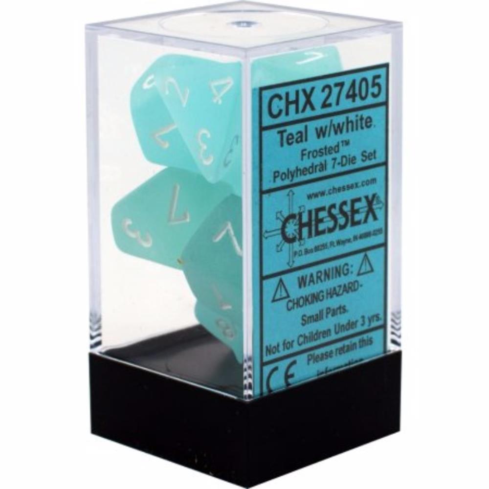 Chessex Dice Chessex Polyhedral Dice - 7D Set - Frosted Teal/White