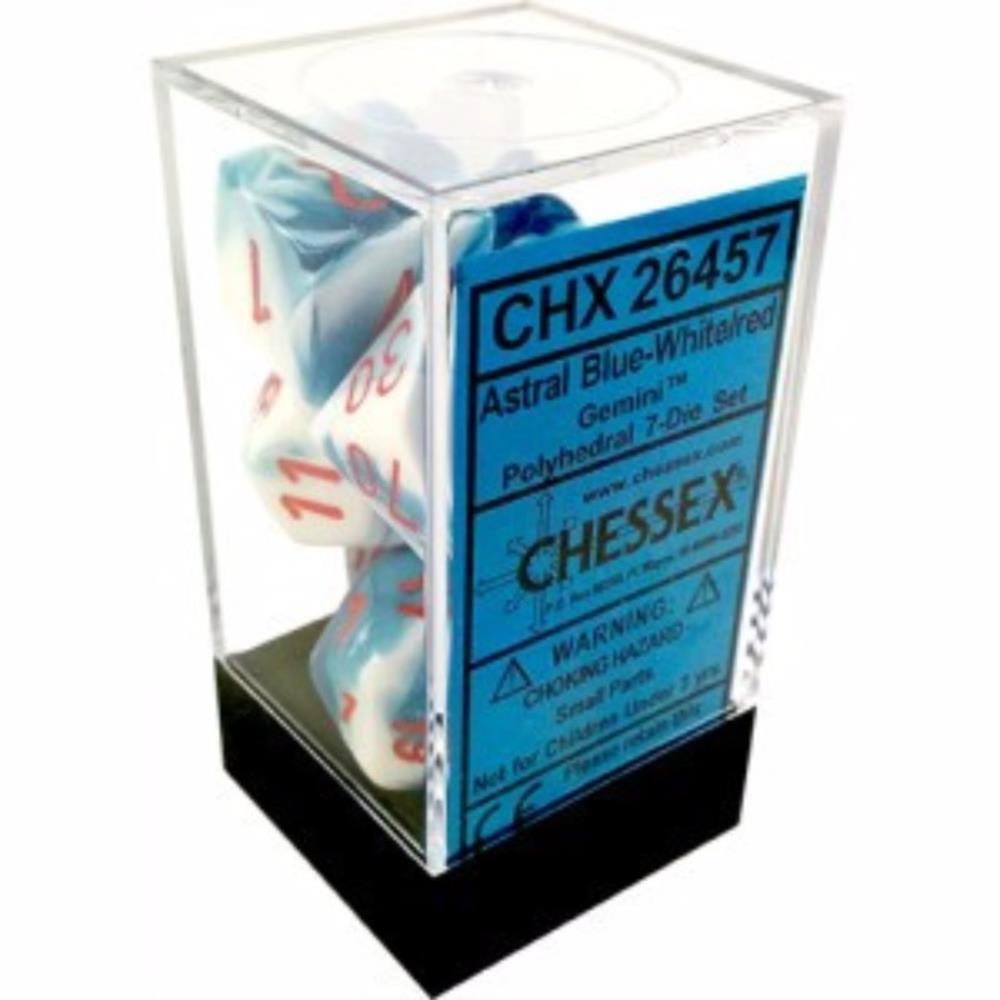 Chessex Dice Chessex Polyhedral Dice - 7D Set - Gemini Astral Blue White/Red