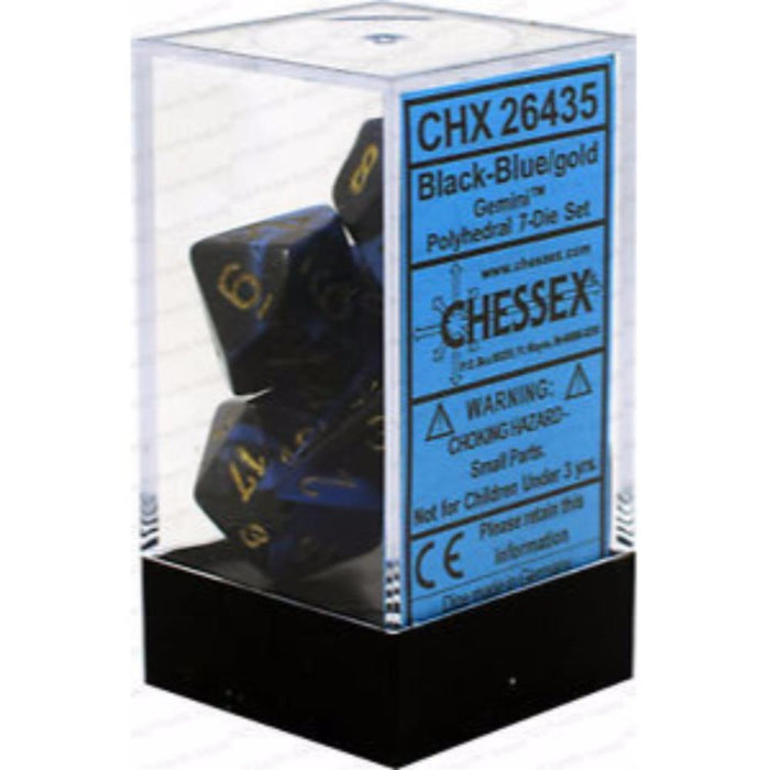 Chessex Polyhedral Dice - 7D Set - Gemini Black Blue/Gold