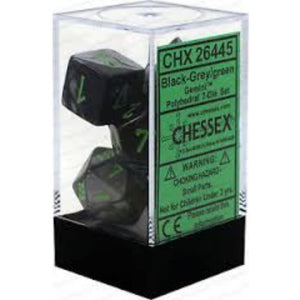 Chessex Dice Chessex Polyhedral Dice - 7D Set - Gemini Black-Grey/Green