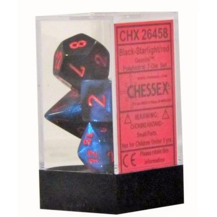 Chessex Polyhedral Dice - 7D Set - Gemini Black-Starlight/Red