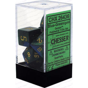 Chessex Dice Chessex Polyhedral Dice - 7D Set - Gemini Blue Green/Gold