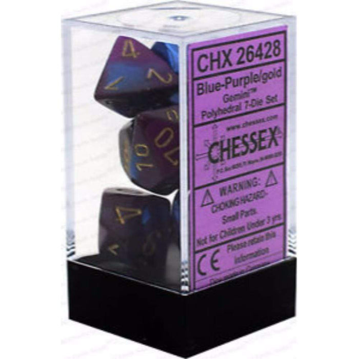 Chessex Polyhedral Dice - 7D Set - Gemini Blue Purple/Gold