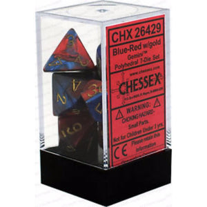 Chessex Dice Chessex Polyhedral Dice - 7D Set - Gemini Blue Red/Gold