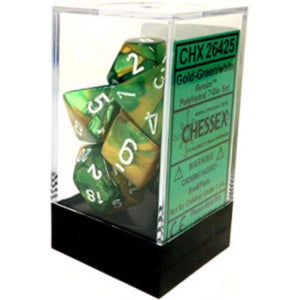 Chessex Dice Chessex Polyhedral Dice - 7D Set - Gemini Gold Green/White
