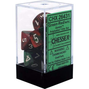 Chessex Dice Chessex Polyhedral Dice - 7D Set - Gemini Green Red/White