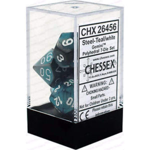 Chessex Dice Chessex Polyhedral Dice - 7D Set - Gemini Steel-Teal/White