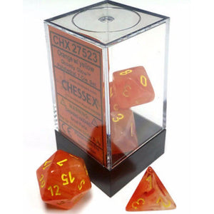 Chessex Dice Chessex Polyhedral Dice - 7D Set - Ghostly Glow Polyhedral Orange Yellow