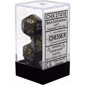 Chessex Dice Chessex Polyhedral Dice - 7D Set - Leaf Black Gold/Silver
