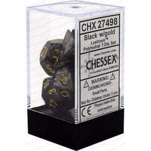 Chessex Dice Chessex Polyhedral Dice - 7D Set - Lustrous Black/Gold