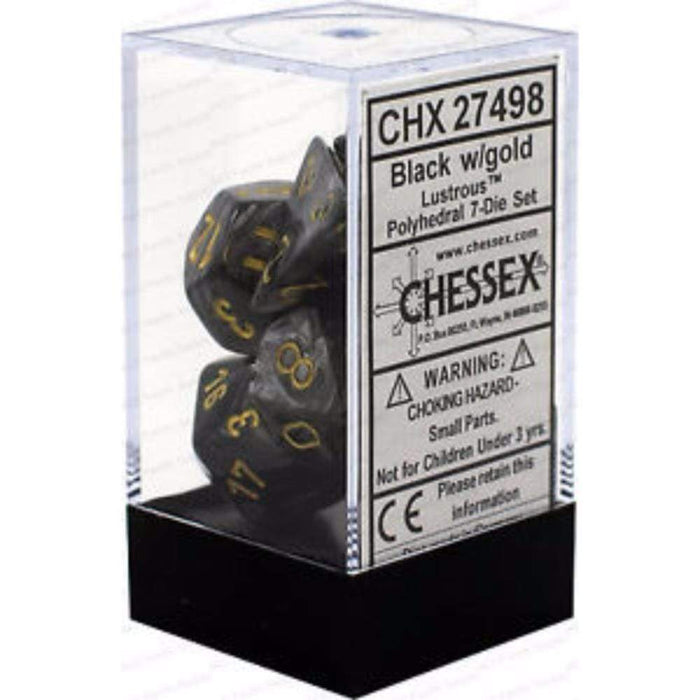 Chessex Polyhedral Dice - 7D Set - Lustrous Black/Gold