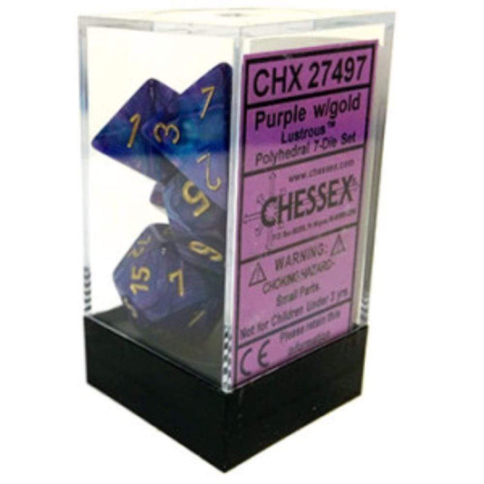 Chessex Polyhedral Dice - 7D Set - Lustrous Purple/Gold