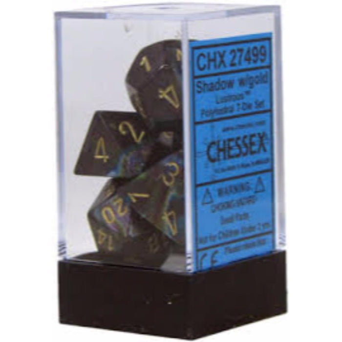 Chessex Polyhedral Dice - 7D Set - Lustrous Shadow with Gold