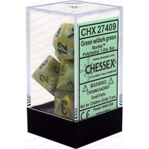 Chessex Dice Chessex Polyhedral Dice - 7D Set - Marble Green/Dark Green
