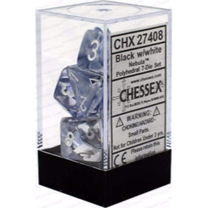 Chessex Dice Chessex Polyhedral Dice - 7D Set - Nebula Black/White