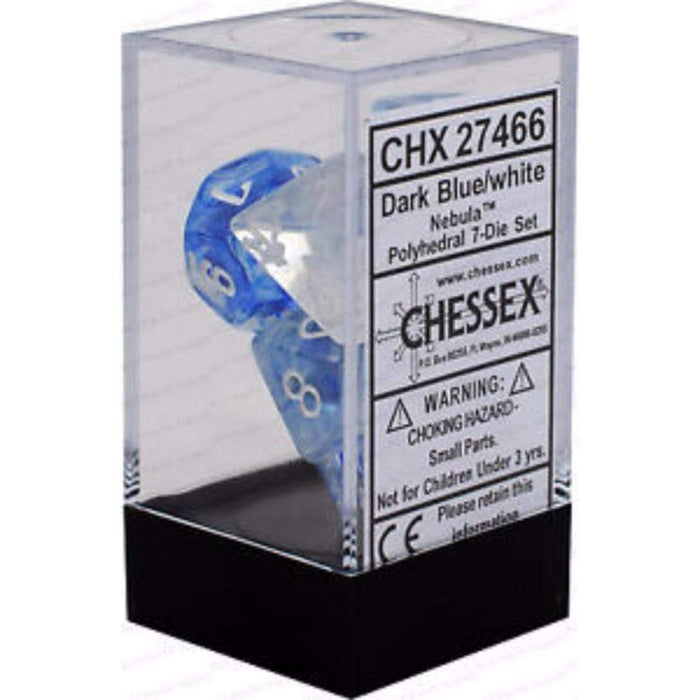 Chessex Polyhedral Dice - 7D Set - Nebula Dark Blue/White