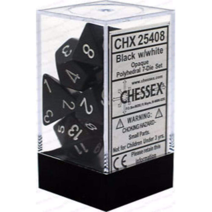Chessex Polyhedral Dice - 7D Set - Opaque Black/White