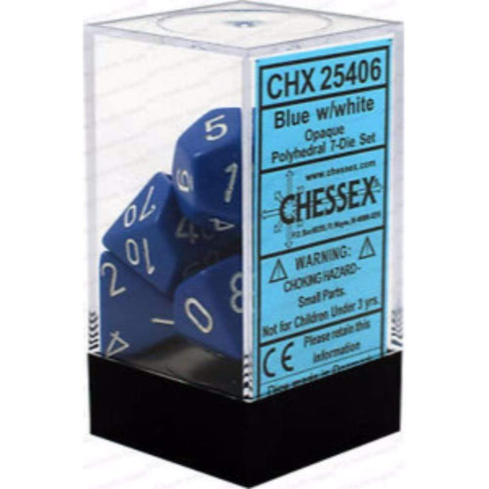 Chessex Polyhedral Dice - 7D Set - Opaque Blue/White