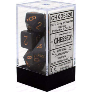 Chessex Dice Chessex Polyhedral Dice - 7D Set - Opaque Dark Grey/Copper