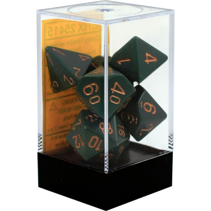 Chessex Polyhedral Dice - 7D Set - Opaque Dusty Green/Copper