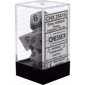 Chessex Dice Chessex Polyhedral Dice - 7D Set - Opaque Grey/Black