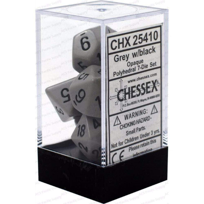 Chessex Polyhedral Dice - 7D Set - Opaque Grey/Black