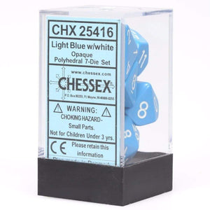 Chessex Dice Chessex Polyhedral Dice - 7D Set - Opaque Light Blue with White