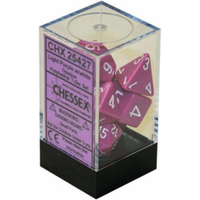 Chessex Polyhedral Dice - 7D Set - Opaque Light Purple/White